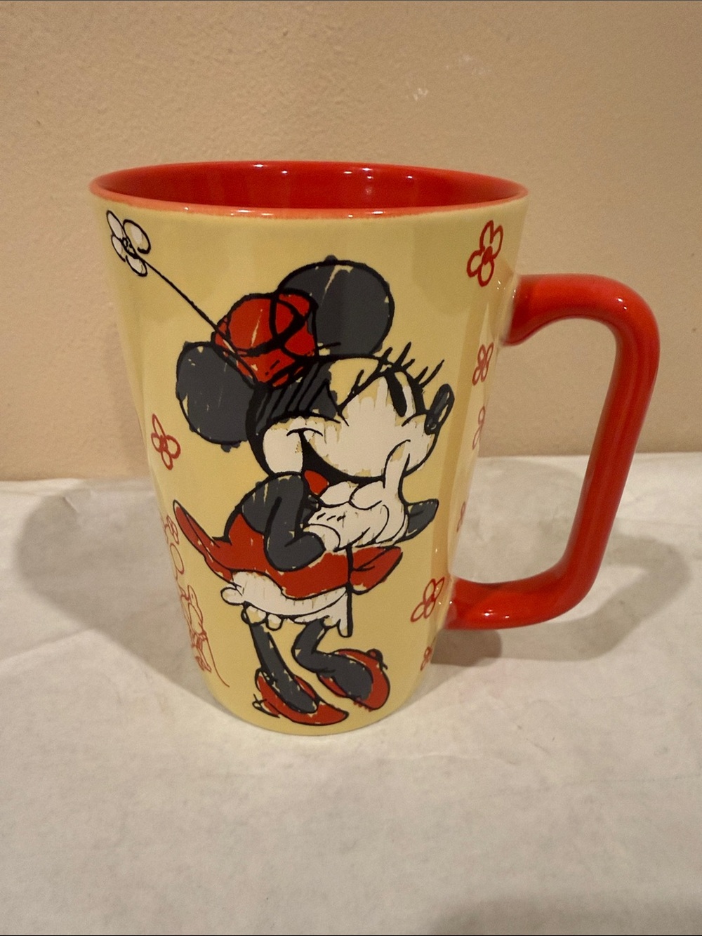Disney Minnie Mouse Yellow and Red Tall Ceramic Mug